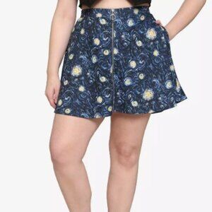 Hot topic NWT size 4 (26W) Starry Night O-Ring Zipper Skirt Plus Size